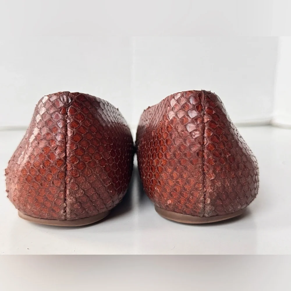TORY BURCH Brown Reptile Ballet Flat Shoes Women’s Size 7.5
